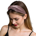 ZLYC Mulberry Silk Headband Elastic Twist Knotted Head Bands for Women's Hair, Solid Batik Pink - color: Solid Batik Pink