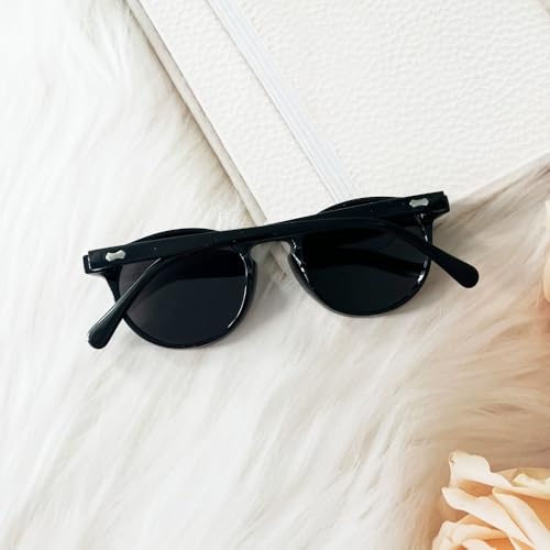 Ridering Kids Polarized Round Sunglasses,Cute Retro Sun Glasses for Toddler Girls Boys Party Beach Shades Age 3-9 - color: Black+orange