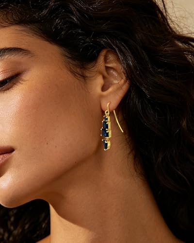 Colorful Cubic Zirconia Dangle Earrings for Women Multicolor Crystal Earrings Rainbow Cz Dangling for Birthstone Jewelry - color: Blue