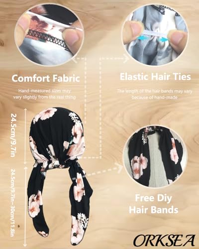 Chemo Headwear for Women Pre-Tied Head Scarf Headwraps Soft Turbans Cancer Hats Chemo Beanie Coverings Scarves - color: Black Pink Flower