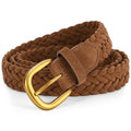 XZQTIVE Women’s Braided Suede Belt – Adjustable Woven Waist Belt with Gold Buckle for Dresses, Jeans & Casual Outfits - color: Brown, size: XX-Large: fits waist from 45"-49"