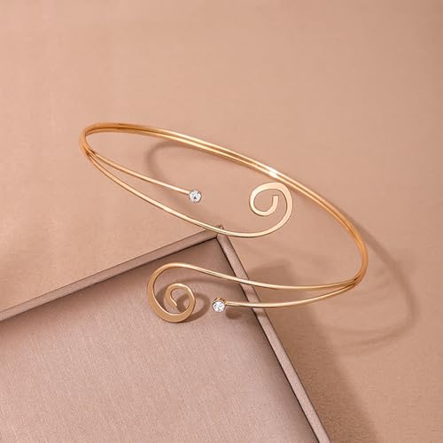 Long tiantian Gold Arm Cuff Upper for Women Bangle Bracelets Upper Arm Cuff Bracelet Trendy Armband Beach Jewelry Trendy Stuff Gifts - color: C1:gold Arm Cuff