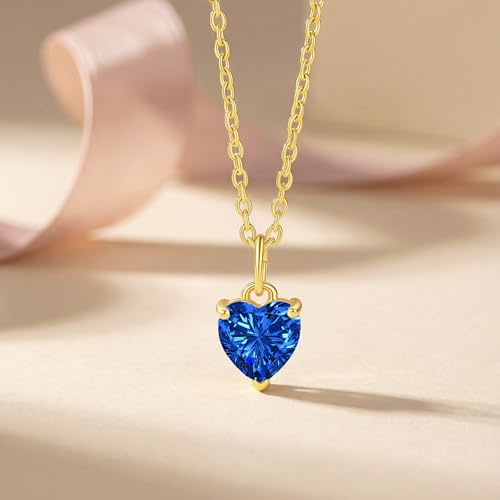14K Gold Plated Necklace Gold Necklaces for Women Diamond Pendant Dainty Choker Layered Necklaces for Women Jewelry Set Gifts for Women Trendy Sister Mom Wife Womens Her Friend Party - style: 1001-Blue