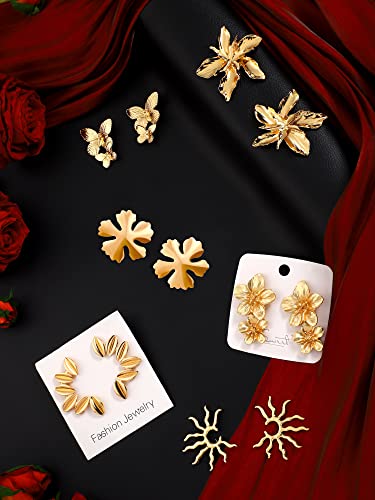 Glenmal Gold Statement Earrings for Women Large Gold Geometric Earrings Woven Twisted Leaf Earring Jewelry Gift - style: Flower Style