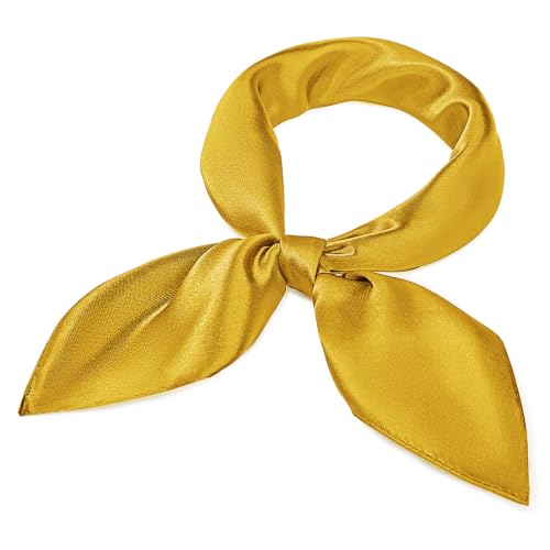 American Trends Women Silk Feeling Scarf Satin Head Scarves Square Wrap Neck Scarf Lightweight Silk Like Bandana - color: Gold