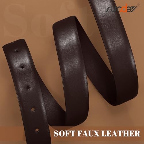 SUOSDEY Women Leather Belt for Jeans Pants, Fashion Dress Waist Belt with Gold Buckle - color: A-coffee, size: S：Fit waist 27''-31''