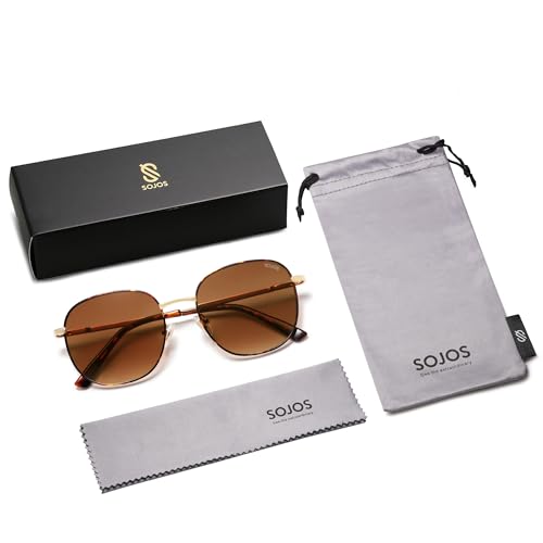 SOJOS Classic Trendy Square Sunglasses for Women Men Cute Big Frame Gold Shades SJ1137 - color: Brown Tortoise/Gradient Brown