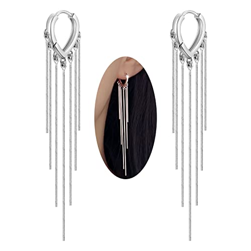 Sterling Silver Women's Tassel Earrings | 925 Silver Chandelier Threading Long Gold Dangle Earrings