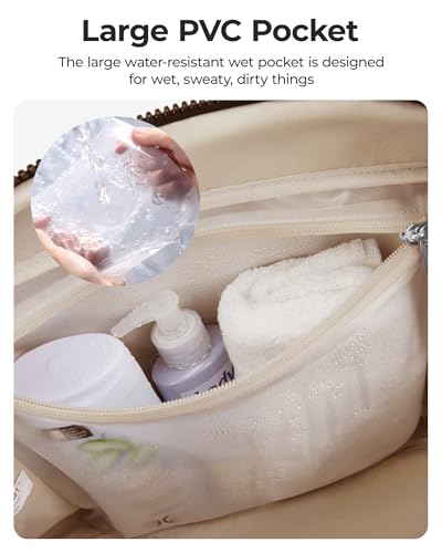 BAGSMART Gym Bag for Women, Duffle Bag for Travel with Wet Pocket, Lightweight Carry on Weekender Duffel, Water Resistant - color: Chocolate, size: Medium