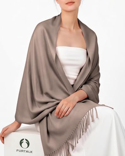 FURTALK Pashmina Shawl Wraps for Women Evening Dresses Blanket Scarves Fashion Scarf Wedding Gifts - color: Shrimp