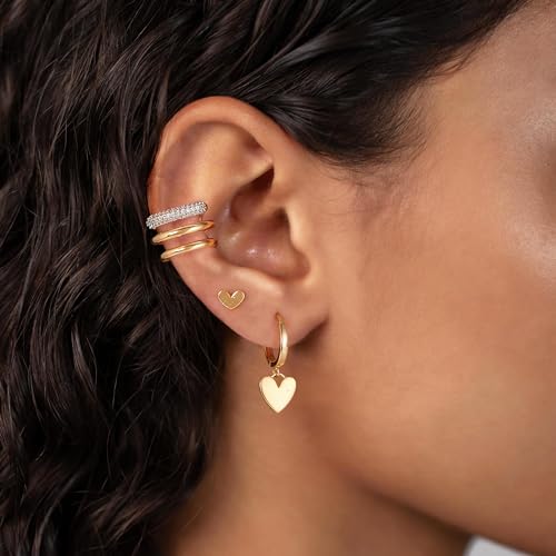 MTMY Gold Ear Cuff Earring for Women 14K Gold Plated Cubic Zirconia Non-Pierced Clip on Cartilage Chunky Ear Cuffs Hypoallergenic Jewelry - style: cz triple / pair