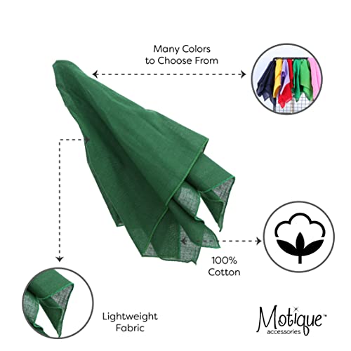 Motique Accessories Solid Color Bandana - Set of 6 Bandannas - color: Dark Green