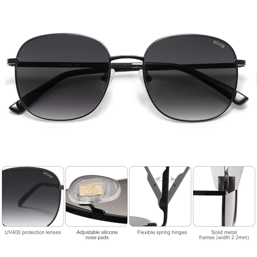 SOJOS Classic Trendy Square Sunglasses for Women Men Cute Big Frame Gold Shades SJ1137 - color: Matt Black/Gradient Grey