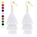 Earrings for Women Dangling, Layered Tassel Earrings Fringe Earrings Bohemian Studs Drop Earrings - color: White