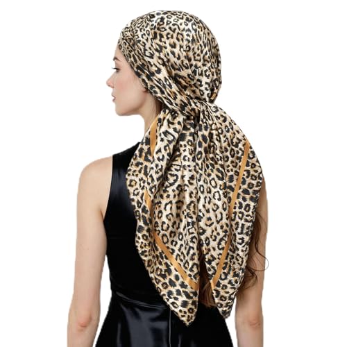 QIUTIMIY 35"x35" Like Silk Head Scarf for Women Satin Feel Large Square Scarf for Hair Wrapping and Sleeping Fashion Bandana - color: (90cm)square Scarf 14
