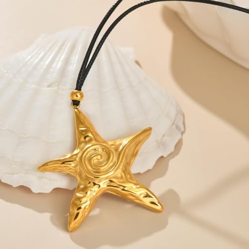 Frodete Statement Necklace for Women Chunky Gold Necklaces Long Pendant Necklace Boho Necklaces Gold Pendant Jewelry Cowboy Chic Style Cowgirl Outfit - color: Z9:Gold Star Necklace