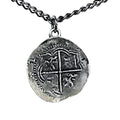 Antique Finished Pieces of Eight Coin Necklace Pewter Replica of Spanish Coin - Pirate's Treasure Necklace - Handcrafted in USA - style: 20.5 Inch Chain Length