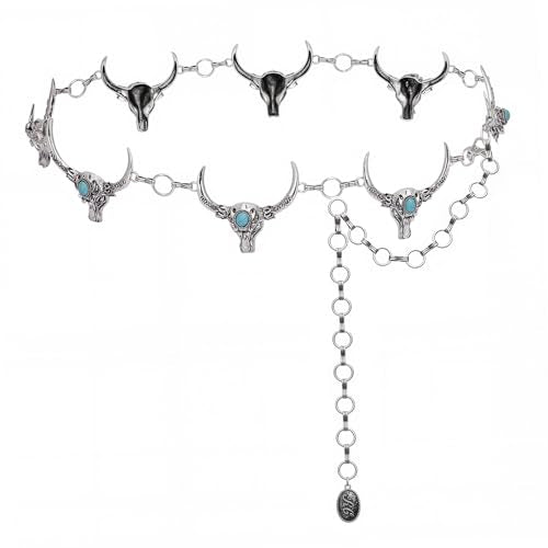 Montana West Rustic Couture's Large Western Concho Metal Belts for Women Cowgirl - color: Lagoon Glass Turquoise