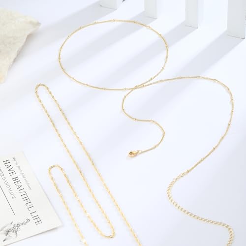 Kyerlyn Body Chain for Women 14K Gold Plated Waist Beads Chain Gold Belly Belt Cuban Layered Body Chains Waterproof Adjustable Sexy Bikini Beach Body Jewelry Daily Belts Gifts for Women 26.5-33Inch - style: Wave+Satellite