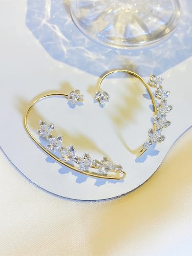 2Pcs Rhinestone Butterfly Earrings Ear Cuffs Non-Pierced Fake Earrings Butterfly Climber Wrap Around Earring Dainty Adjustable Ear Clip Jewelry for Women - color: Style10-gold