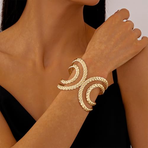 Arm Cuff for Women Gold Upper Arm Bracelet Minimalist Adjustable Cuffs Bangle Punk Dress Jewelry - style: GWrap A