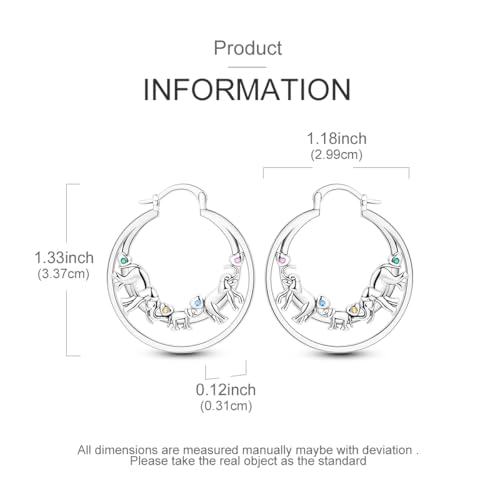 NARMO 925 Sterling Silver Hoop Earrings for Women Hypoallergenic Lightweight Simple Huggie Hoop Earrings Twisted Hoop Earrings Colorful Cubic Zirconia Hoop Earrings Rainbow Hoop Earrings - color: Elephant Family