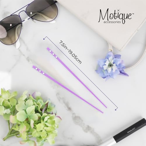 Set of 2 Hair Sticks with 3 Diamonds Chopsticks - Purple - color: Purple