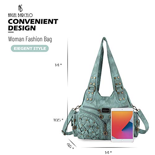 Angel Barcelo Purses for Women Large Shoulder Bag Soft Hobo Bags for Women - color: Green-2
