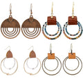 Boho Teardrop Earrings, Handmade Copper Bohemian Earrings, Dangle Antique Ethnic Jewelry for Women - color: 4 Pairs