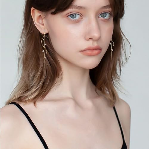 Crystal Drop Earrings,Zirconia Rhinestone Dangling Earrings for Women Prom Party Jewelry Gifts， Dangle Fashion Jewelry Crystal Earrings for Women - color: Gold