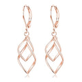 Leverback Earrings Dangle Earrings for Women Dangly Earrings Anniversary Birthday Gifts for Women - style: Double Linear-Rose Gold
