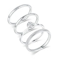 VOLUKA 4 Pcs Stainless Steel Rings for Women Set Knuckle Rings Simple Smooth Finger Stackable Rings Set Plain Band Rings for Women Men - color: White