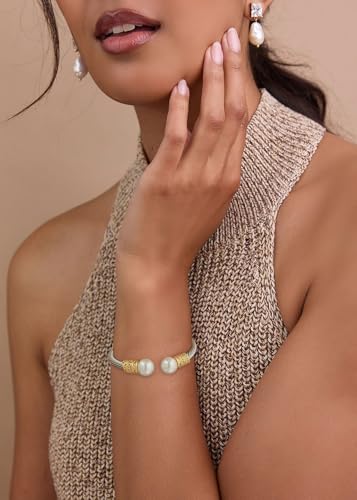 WOWORAMA Twisted Cable Wire Cuff Bracelets for Women Two Tone Gold Silver Cuff Bracelet Unisex Mixed Metal Bangle Bracelets Jewelry - color: Gold Silver