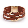 Todenb Circular Circle Leather Wrap Strand Bracelet,Bohemian Couples Friendship Strand Handmade Clasp Bangle Minimalist Elegant Multi-Layer Cuff Boho Layered Bracelets Holiday Jewelry - color: Z