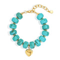 Chunky Beaded Bracelets for Women Boho Multicolor Acrylic Resin Beads Bracelet Adjustable Statement Bracelet Summer Beaded Jewelry - color: Heart beads bracelet-turquoise