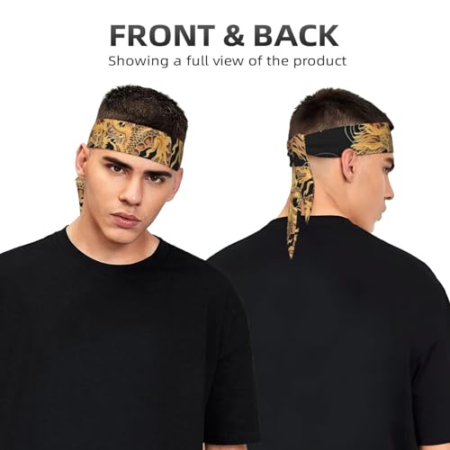 Sports Head Tie Westie Dogs Beach Summer Tropical Tie Sweatband Headband Men Women Elastic Bandana Adjustable Non-Slip Moisture Wicking for Running Football Yoga Workout Athletic Hair Ninja Head Band - color: Oriental Dragon