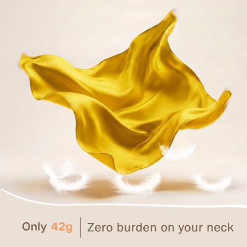 American Trends Women Silk Feeling Scarf Satin Head Scarves Square Wrap Neck Scarf Lightweight Silk Like Bandana - color: Gold
