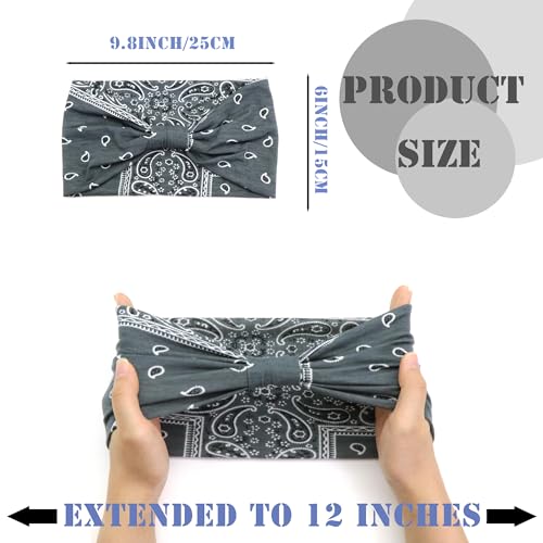 FULZTEY Boho Headbands for Women Vintage Paisley Wide Hairbands Large African Headwrap Elastic Non Slip Workout Sports Head Band Knotted Thick Turban Cotton Bandanas for Hair Accessories 4Pcs - color: Style 118