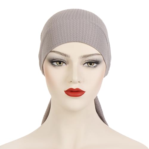 YYAOJHAO Pre Tied Bandanas Headscarf for Women - Solid Wave Chemotherapy Caps Headwrap Chemo Turban Headwear Hats - color: Gray