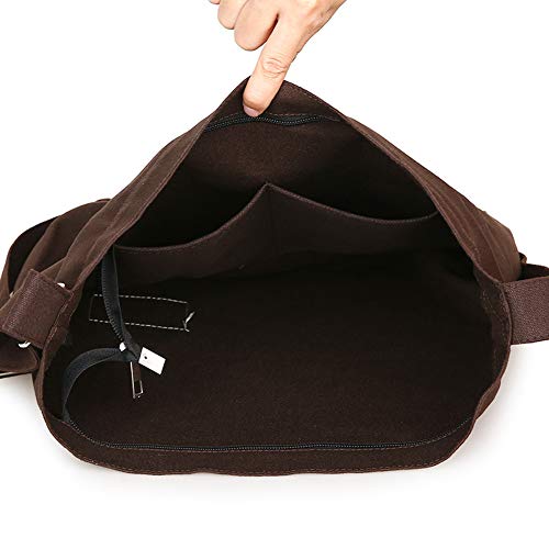 Covelin Women's Retro Large Size Canvas Shoulder Bag Hobo Crossbody Handbag Casual Tote - color: Coffee