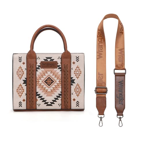 Wrangler Tote Bag for Women Western Purse and Aztec Satchel Handbag - color: Aztec Tan
