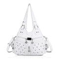 Angel Barcelo Purses for Women Large Shoulder Bag Soft Hobo Bags for Women - color: White