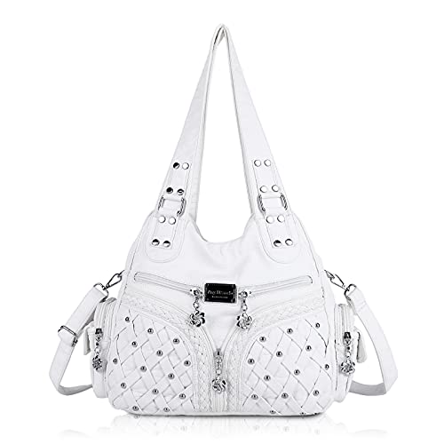 Angel Barcelo Purses for Women Large Shoulder Bag Soft Hobo Bags for Women - color: White
