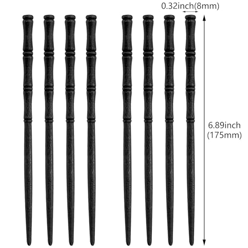 12 Pcs Vintage Wood Hair Sticks Bamboo Shape Hair Chopsticks Japanese Chinese Hairpin Decorative Retro Hair Forks Hanfu Pins Bun Holders for Long Hair Women (Black) - color: Black