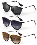 KALIYADI Sunglasses Womens Polarized Womens-Sunglasses: Trendy Sun Glasses with UV400 Retro Style for Party Beach Shopping - color: C5 Black/Gradient Grey + Black/Grey + Leopard/Gradient Brown