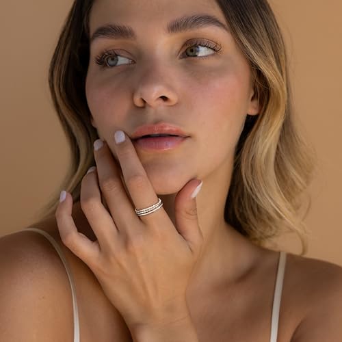 Gokeey Gold Rings for Women Non Tarnish, Dainty 14K Gold Plated Stackable Thin Thumb Ring Set Trendy Pinky Wedding Bands Engagement Rings for Women Size 4 5 6 7 8 9 10 11 - color: Silver, size: 7