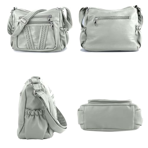 ELDA Crossbody Bags For Women Pocketbooks Soft PU Leather Purses and Handbags Multi Pocket Shoulder Bag - color: Mint Green