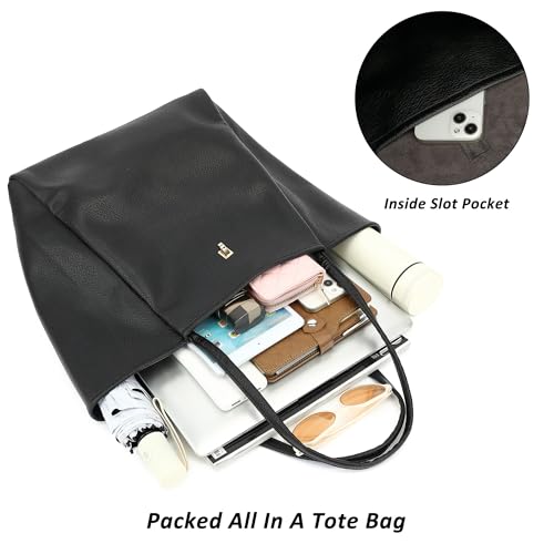 TANTOMI Tote Bag for Women Vegan Leather Purses and Handbags Ladies Waterproof Big Shoulder Bag for Travel - color: A-black