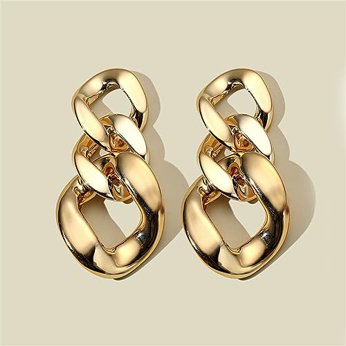 Charm Elegant Hollow Color Chain Acrylic Geometric Temperament Dangle Drop Earrings Bohemian Minimalist Hypoallergenic Jewelry Gift - color: Big Gold Earring