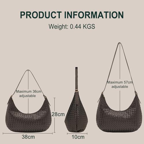 Shoulder Bag Handbag for Women Crossbody Tote Bags Woven Purse Clutch Women's Medium Underarm Hobo With Pocket Large - color: Dark Gray